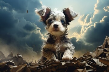 Adorable Cute puppy abstract. Animal portrait. Generate Ai