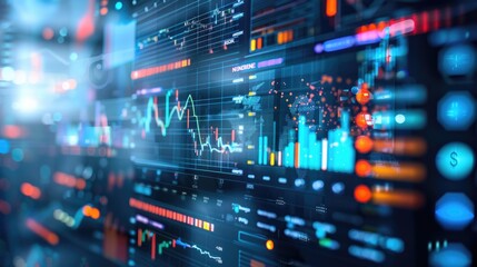 Fototapeta premium business data graph diagram chart showing financial marketing of futuristic finance for banking business.