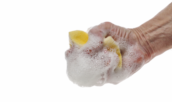 Washing hands isolated on white background