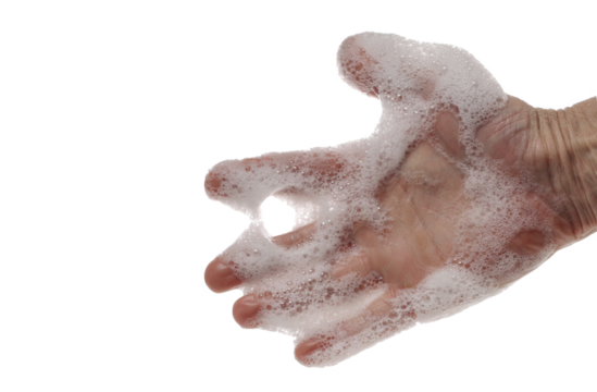 Washing hands isolated on white background