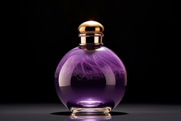 Elegant Purple cosmetic bottle. Care clean spa. Generate Ai