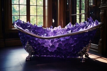 Luxurious Crystal bathtub. Salt bath perfume. Generate Ai