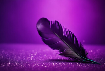 Feathers on a purple background suitable for design with copy space Mardi Gras celebration
