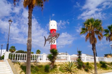 public Faro de Barbate lighthouse in Barbate, public landmark, Costa de la Luz, Andalusia, Spain