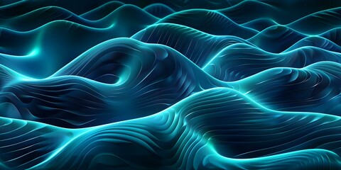 Fototapeta premium Abstract technology wave lines on black background with dynamic bluegreen gradient seamless background. Concept Technology, Abstract Art, Wave Pattern, Gradient Colors, Seamless Design