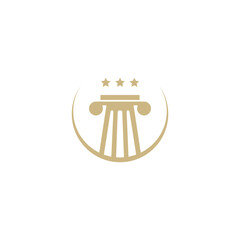 Elegant Pillar icon flat vector logo design with three stars combination