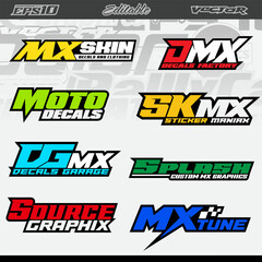 Vector editable racing graphic decals and label - obrazy, fototapety, plakaty