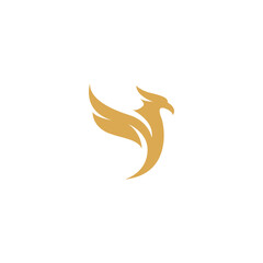 Elegant eagle bird flat vector logo design gold color