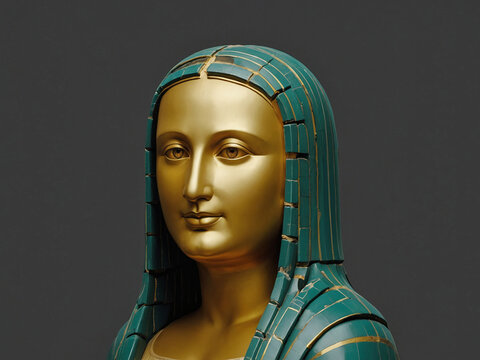 Mona Lisa Digital Artwork , Digital Artwork with golden theme with Egyptian 