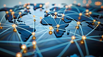 Network linking to regions around the world, technology concept. generative AI