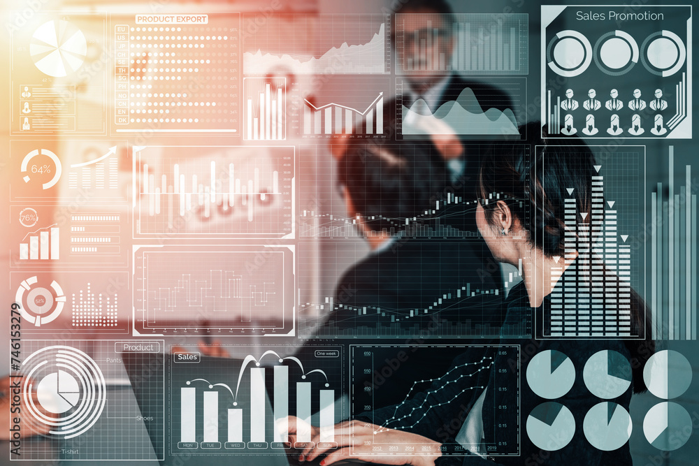 Aufkleber big data technology for business finance analytic concept. modern interface shows massive informatio