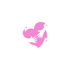 Hand and heart love affection symbol, love care logo in simple design