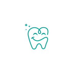 Smile tooth vector logo in continuous line art design style