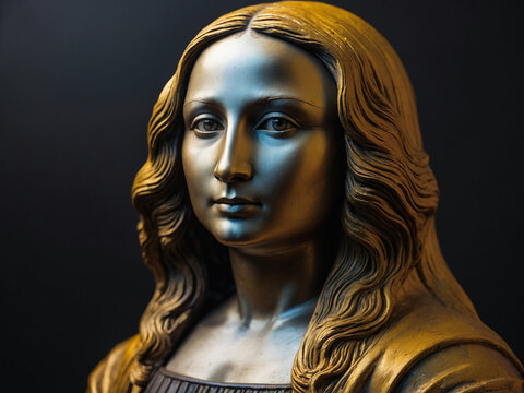 Mona Lisa Digital Artwork , Digital Artwork with golden theme  