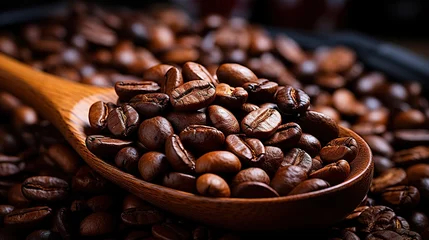  Closeup macro a group roasted brown or black coffee grains background © Vasiliy