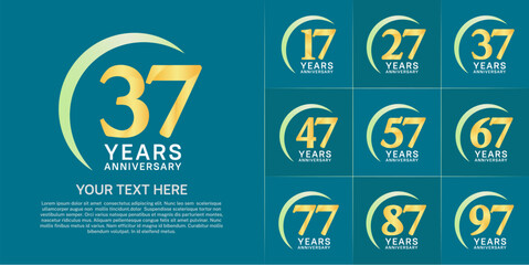 Set of Anniversary Logotype yellow color can be use for special day celebration