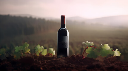 A bottle of fine red wine, commercial shot - obrazy, fototapety, plakaty
