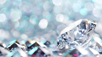 banner for a jewelry store, diamonds closeup copy space on a white background with space for text - obrazy, fototapety, plakaty