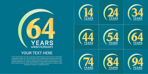 Set of Anniversary Logotype yellow color can be use for special day celebration