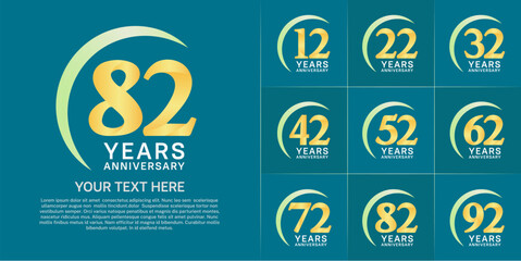 Set of Anniversary Logotype yellow color can be use for special day celebration