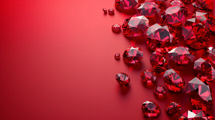 burgundy background of rubies with copy space, place for text
