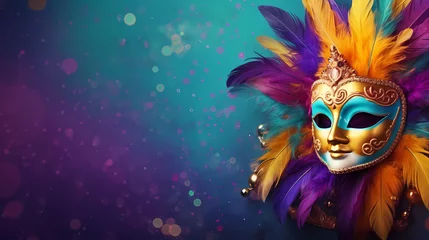 Poster Top view of ornate Venetian carnival mask © ma