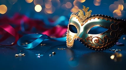 Foto op Canvas Top view of ornate Venetian carnival mask © ma