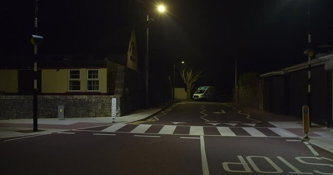 Pedestrian crossing at night Belisha Beacon flashing orange lights