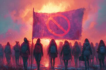 Naklejka premium Rallying Cry at Dusk