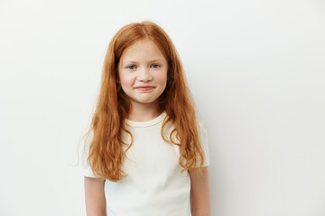 Fototapeta premium Face isolated caucasian white little cute girl person background childhood portrait beauty happy young female