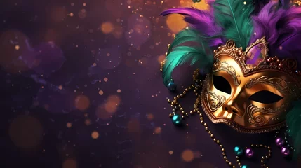 Gordijnen Top view of ornate Venetian carnival mask © ma