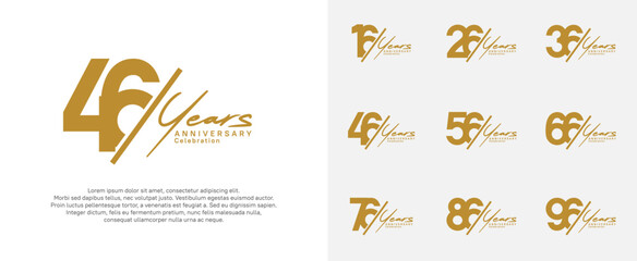 anniversary logotype vector design with slash and handwriting brown color for special day