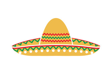 mexican sombrero hat, cinco de mayo symbol, vector Illustration