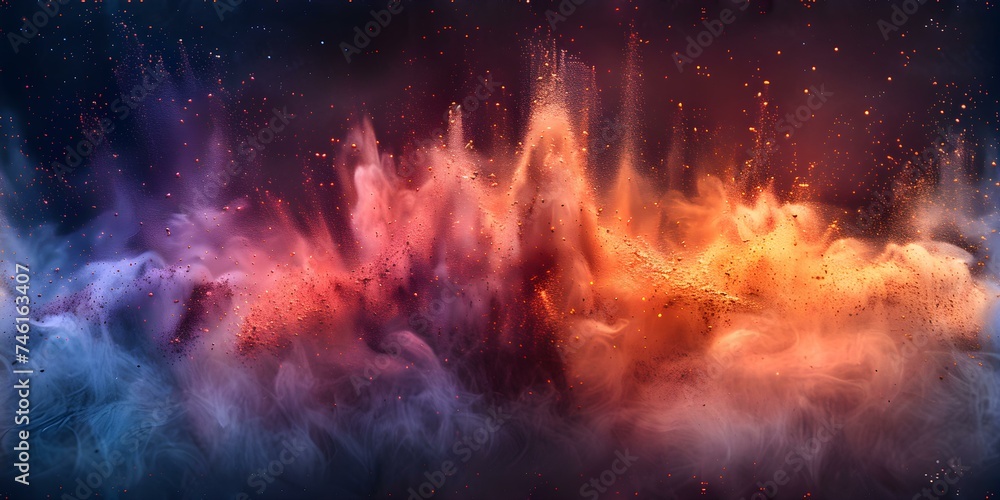 Poster pulsating burst of powder mirroring sound waves and frequencies seamless background. concept visual 