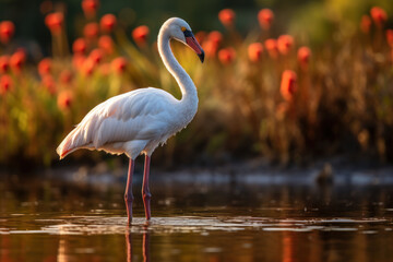 Obraz premium Flamingo are looking for food in wetlands, conservation and sustainability