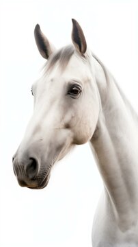 Majestic White Horse Portrait on Isolated Background for Equestrian Beauty