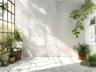 A white brick wall serving as a background for multiple settings