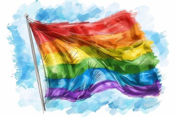 LGBTQ Pride tropical rainforest. Rainbow egogender colorful aquamarine diversity Flag. Gradient motley colored civil rights LGBT rightsparade generosity pride community