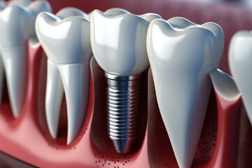 Durable Realistic dental implant. Teeth treatment. Generate Ai