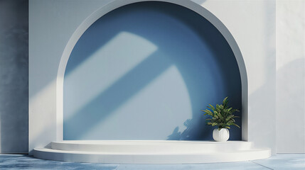 blue and white walls with solar highlights. for background or product placement