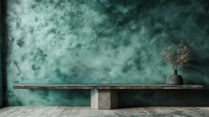 old room with a green wall, for background or placement of advertising projects