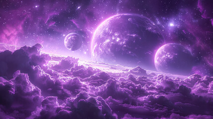 Purple Galaxy Background: A Space Background with Purple Galaxy and Planets and Stars