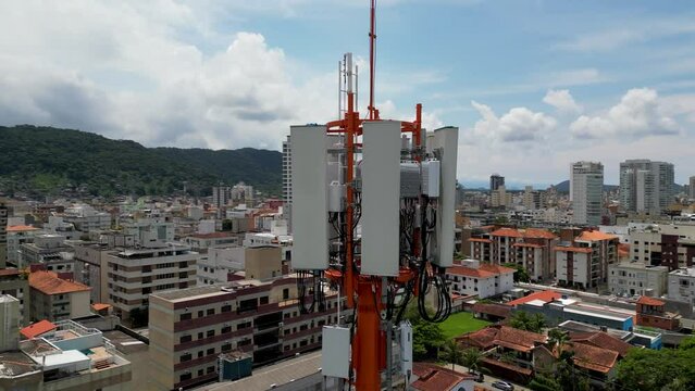 5G Antenna mobile network drone beach landscape