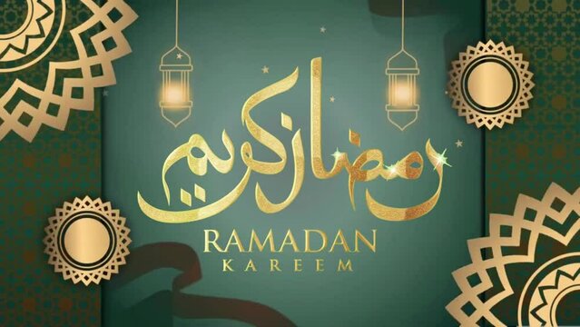 Ramadan kareem greetings with arabic calligraphy. Islamic holiday event animation loop