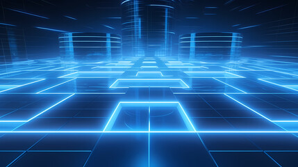 Perspective grid abstract retro background, cyberspace grid