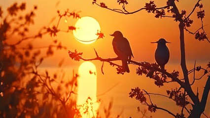 bird silhouette Footage 4K