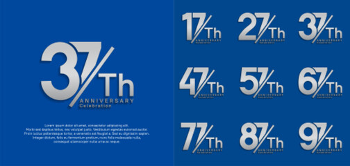 anniversary logo style vector set with slash silver color can be use for celebration