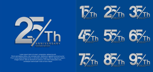 anniversary logo style vector set with slash silver color can be use for celebration