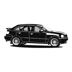 Black car on white background Vector