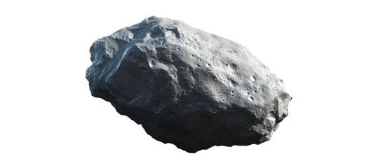 Fototapeta premium A single asteroid is displayed prominently against a plain white background in this simple and minimalistic space illustration.